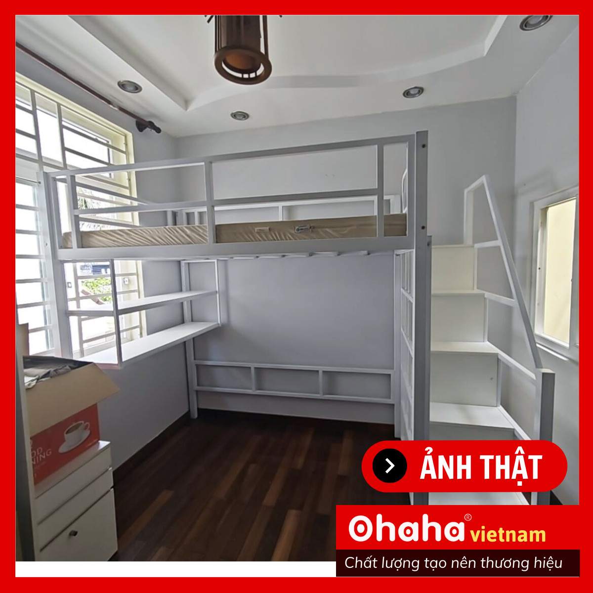 [ Freeship HCM] [ Trả góp 0%] [Có ảnh thực tế] GIƯỜNG TẦNG THÔNG MINH KHUNG SẮT OHAHA - GTS005