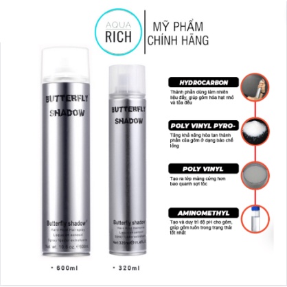 Gôm - Keo Xịt Tóc Butterfly 150ml - 320ml - 600ml
