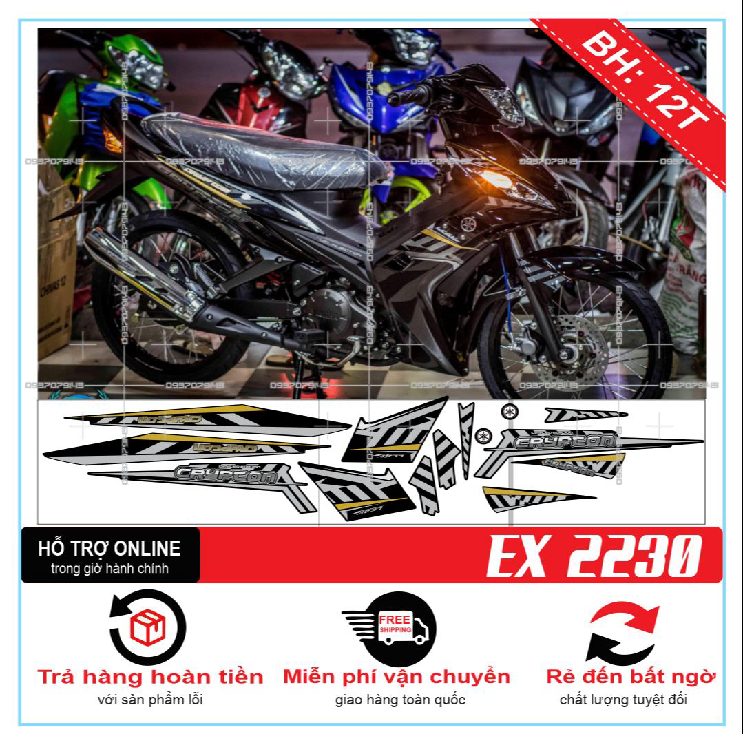 TEM XE EXCITER 2010 (TEM RỜI EX 2010) CRYPTONX DÁN XE ĐEN