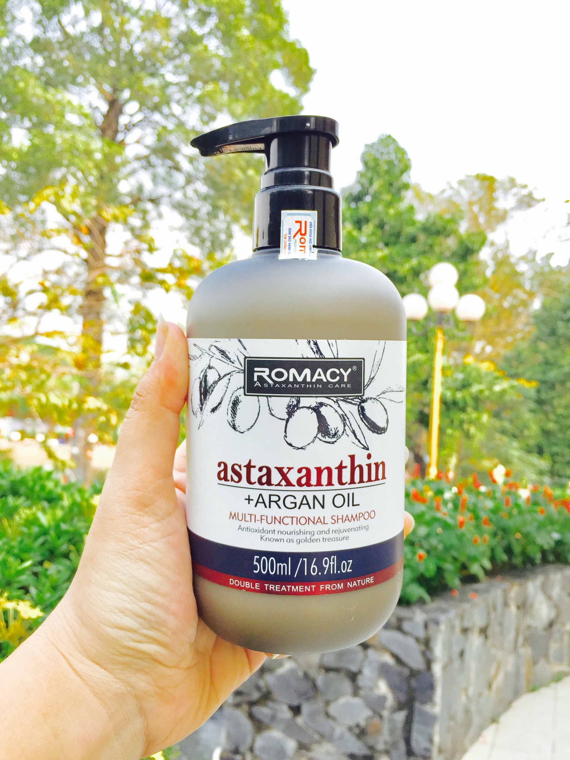 Dầu gội dưỡng sinh Romacy Astaxanthin Argan Oil Shampoo 500ml dưỡng tóc hư tổn và chống lão hóa tóc