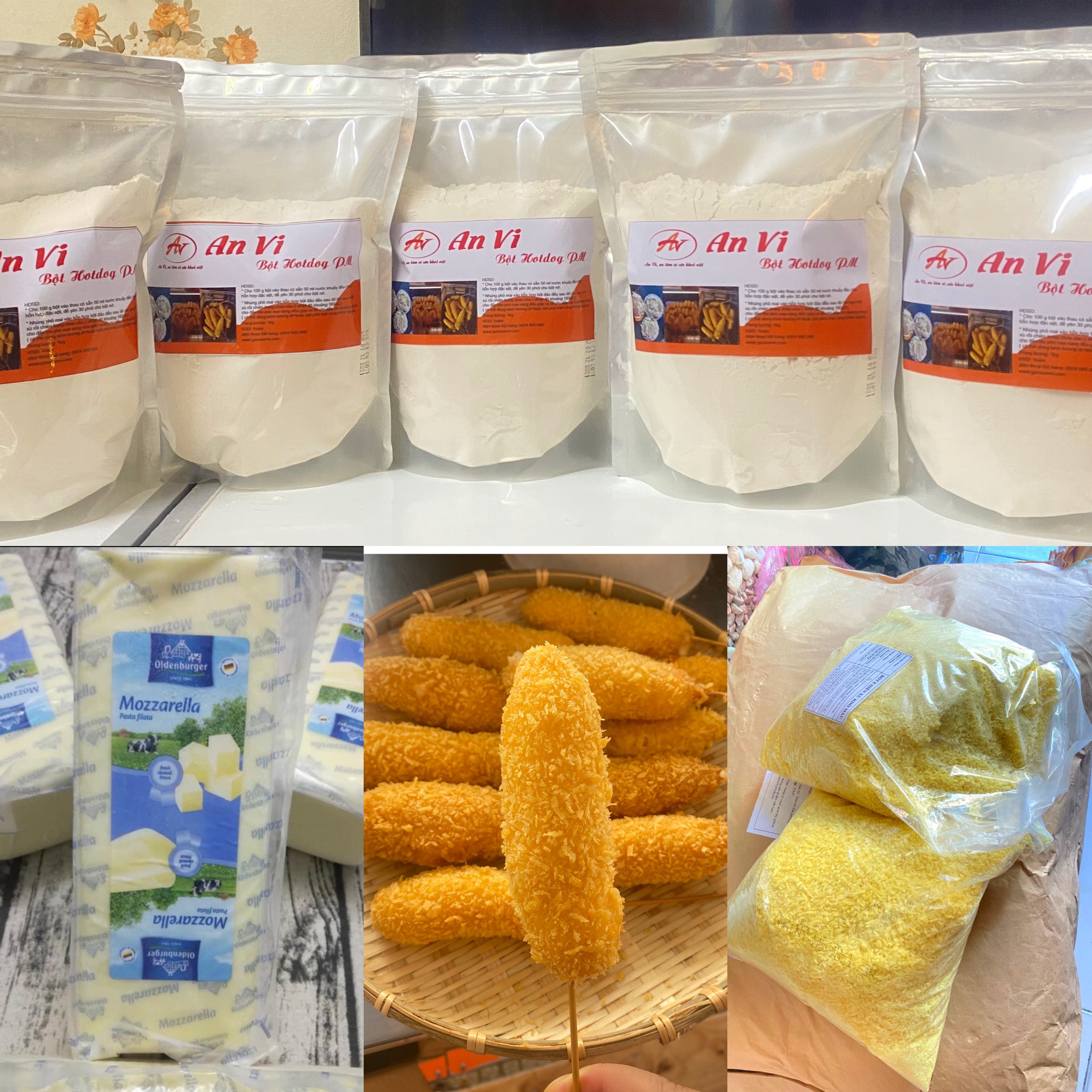 Bột hotdog phô mai que An Vi 10kg