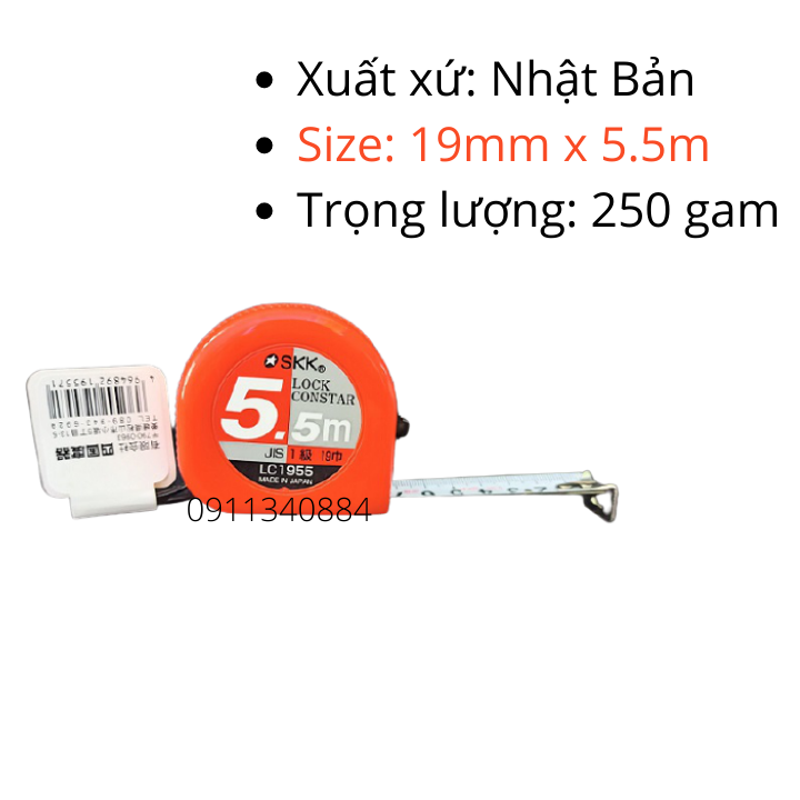 [HCM]Thước cuộn thép cao cấp dài 5.5M bảng 19MM  SKK Nhật Bản - thước cuộn 5.5M - thước cuộn 5M - thước dây - thước cuộn Nhật Bản