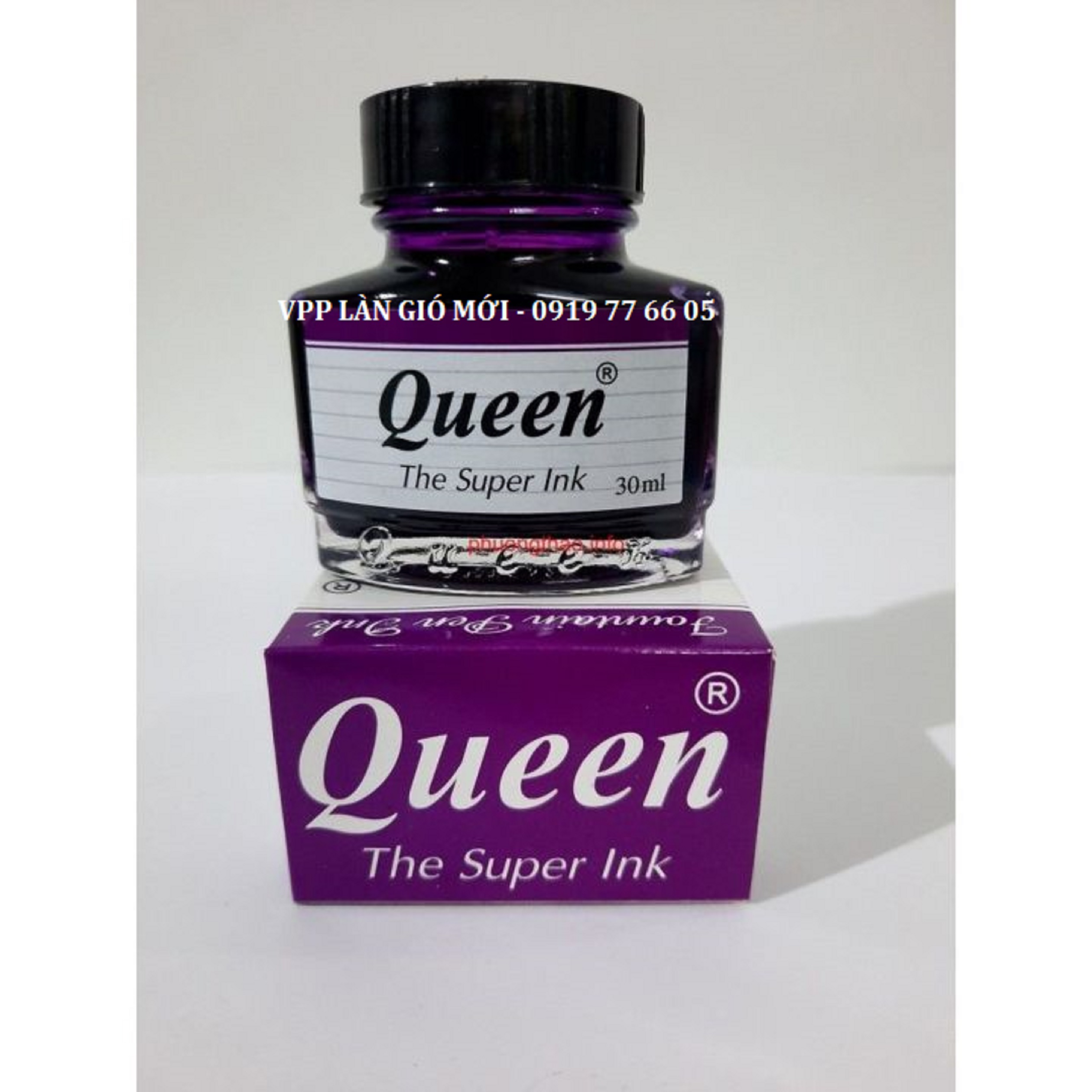Mực Queen Tím - Mực bút máy Queen lọ 30ml VPP Làn Gió Mới