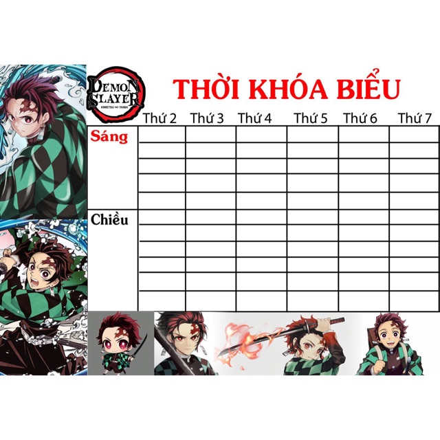Thời khoá biểu kamado tanjirou kimetsu no yaiba