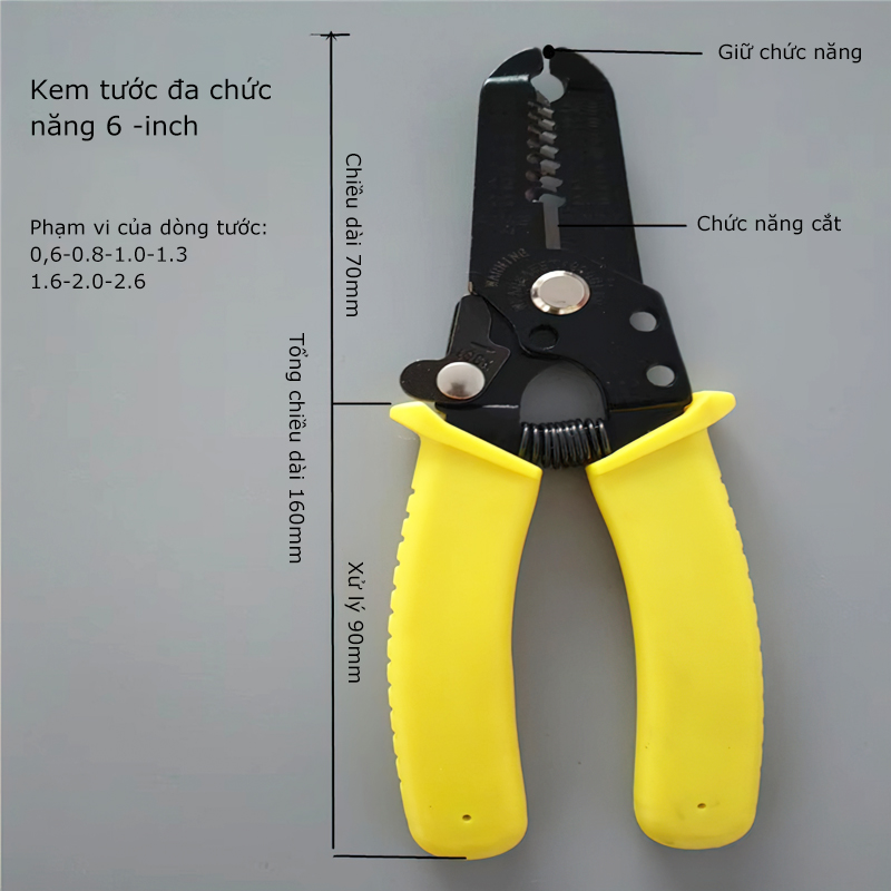 Kìm tuốt dây đa năng kìm cắt cáp dụng cụ tước tay uốn, nhiều kích cỡ hd3406
