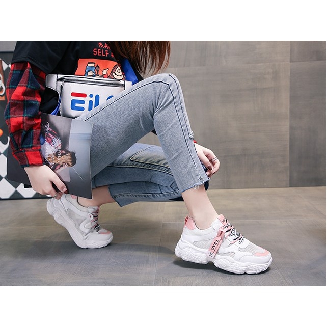 Giày thể thao nữ trắng ulzzang mẫu mới t.bao 2019 đế 5cm k04