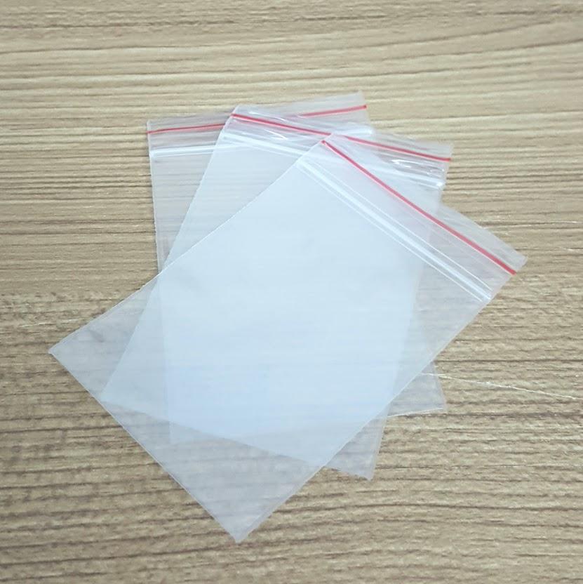 100g (~110cái) Túi Zip trong chỉ đỏ 6x8cm - Zipper viền đỏ