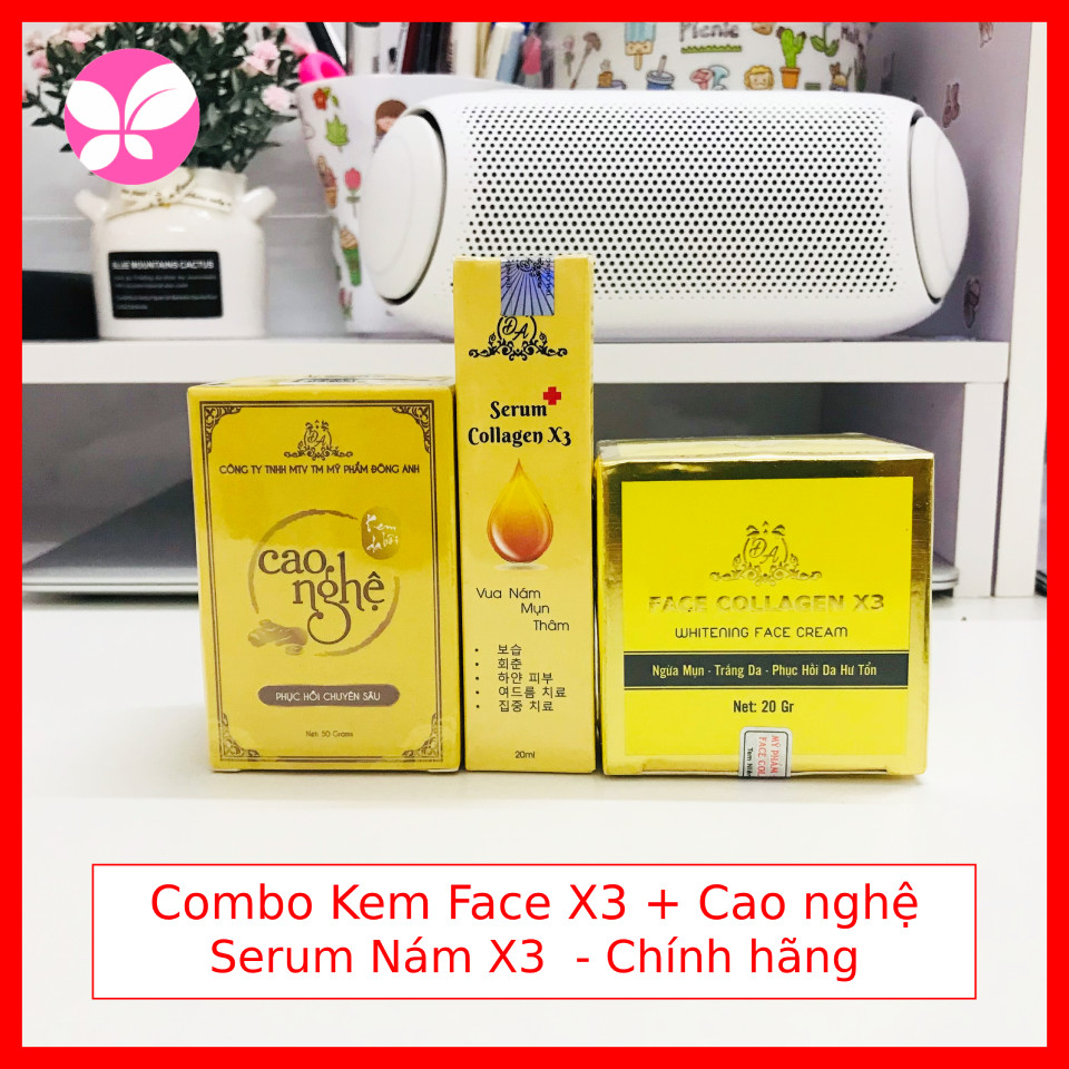 Combo Kem Face collagen X3 + Cao nghệ + Serum nám X3 - Hàng chính hãng Đông Anh
