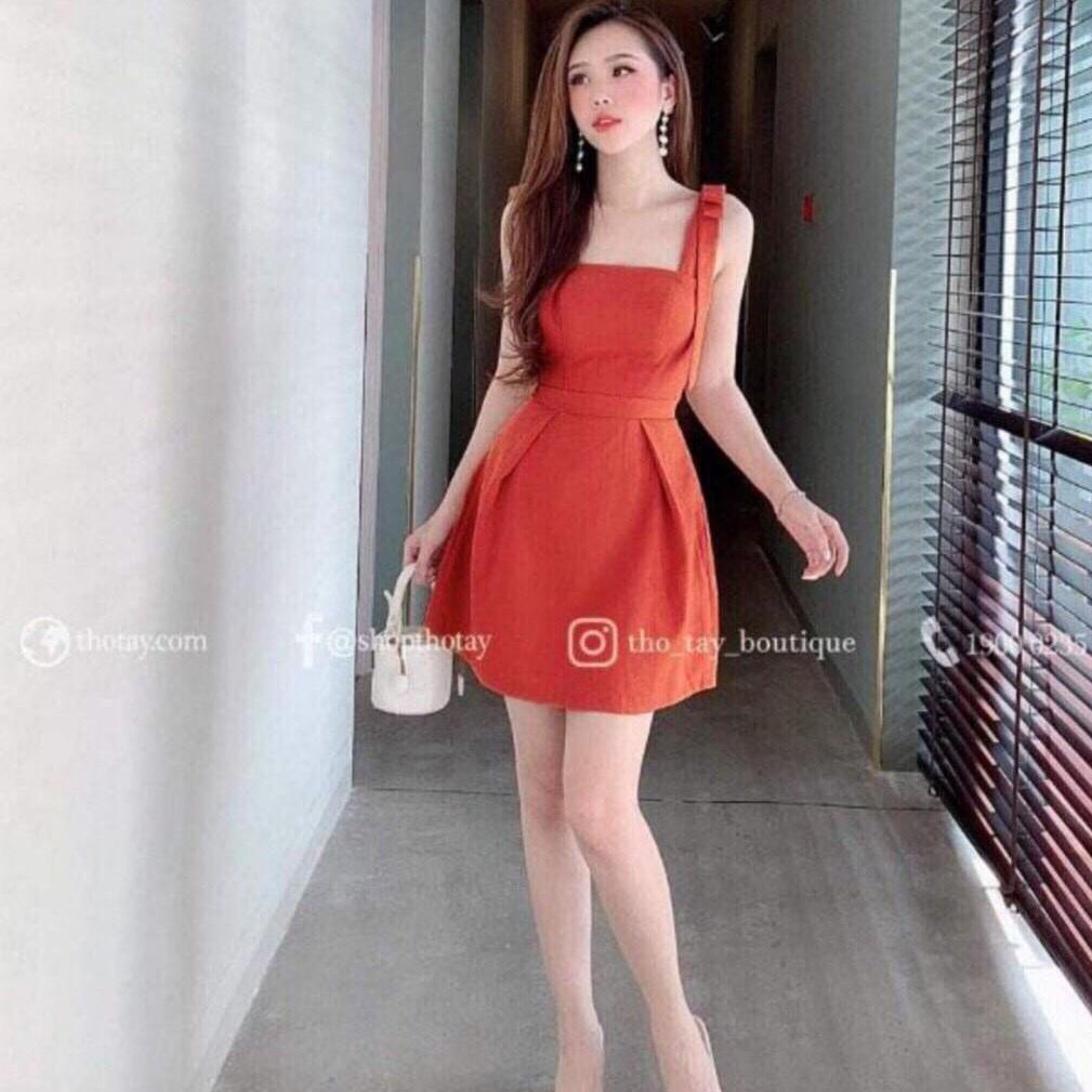 [HCM]Đầm xòe 2 dây nơ vai có mút ngực
