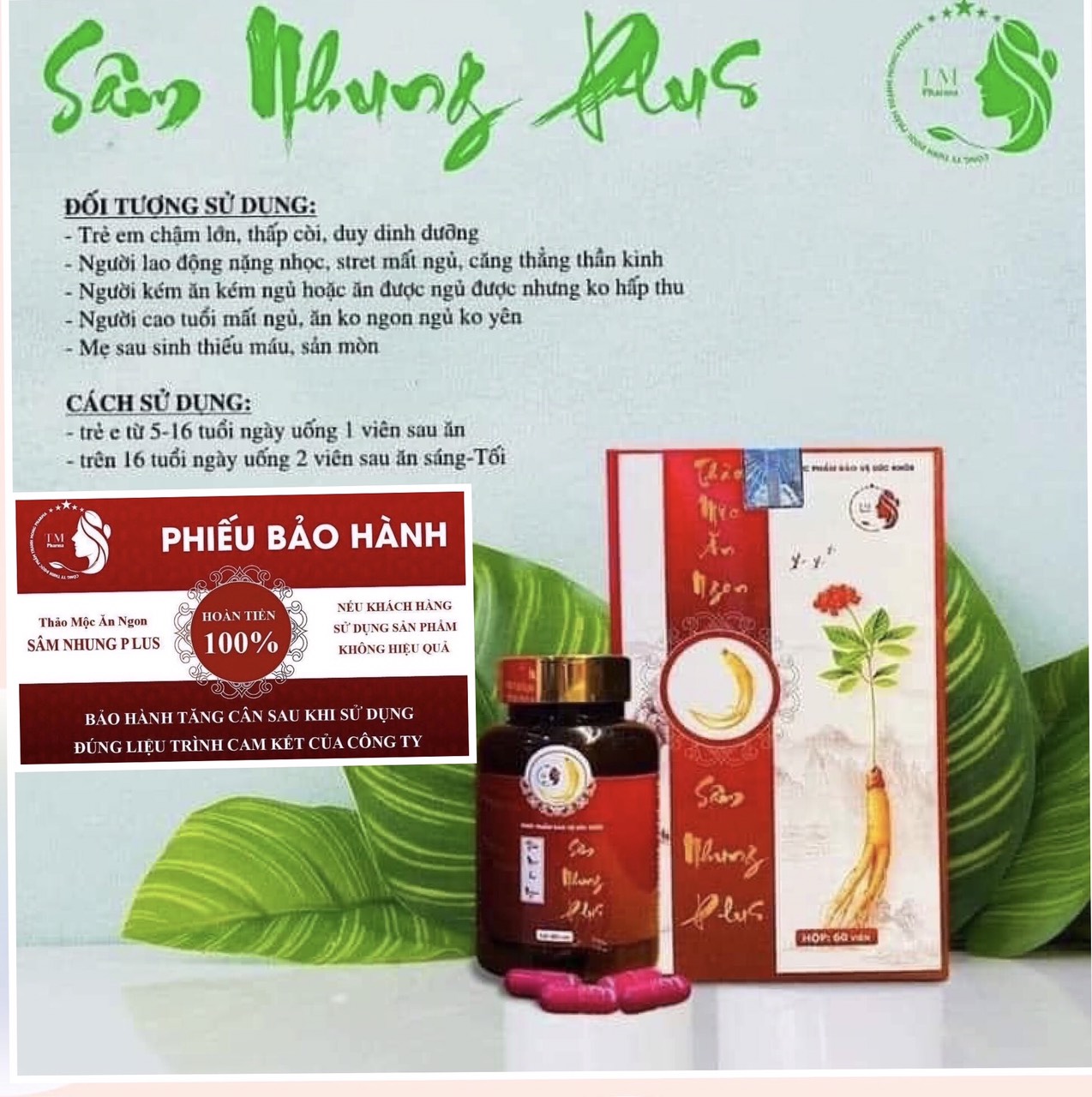 tăng cân sâm nhung plus 60V [ CHÍNH HẴNG KÈM THẺ BẢO HÀNH KHÔNG TĂNG HOÀN TIỀN]