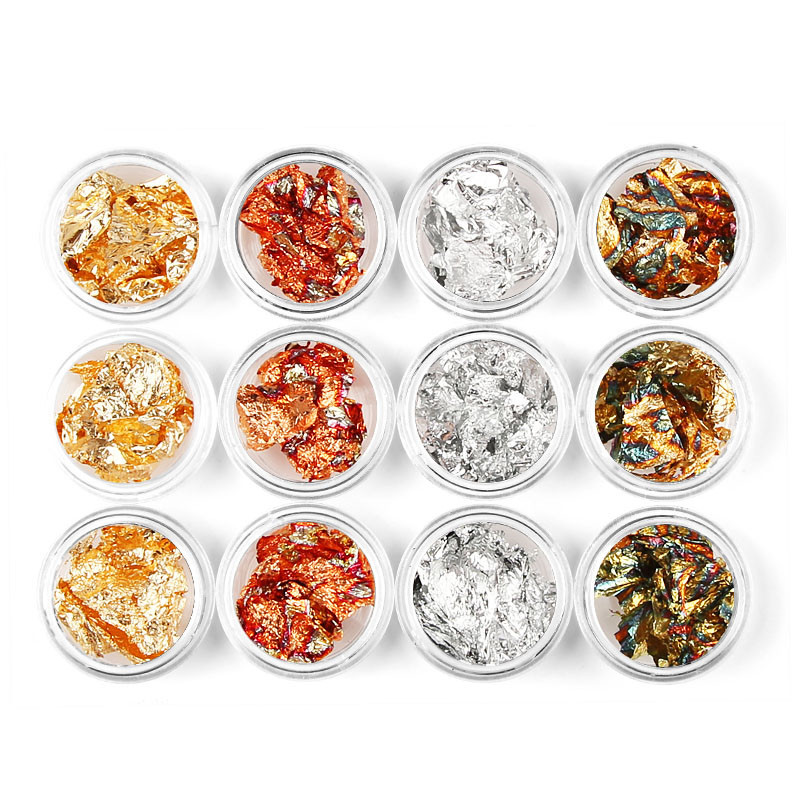 [HCM]Set 12 hủ giấy bạc trang trí móng màu vàng bạc vàng đồng