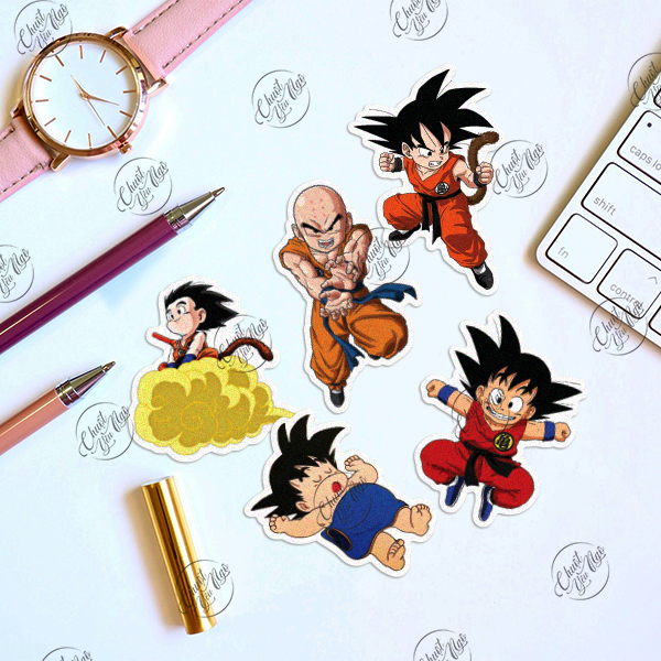 Combo 100 sticker không trùng hình dán Son Goku 7 viên ngọc rồng Dragon Ball