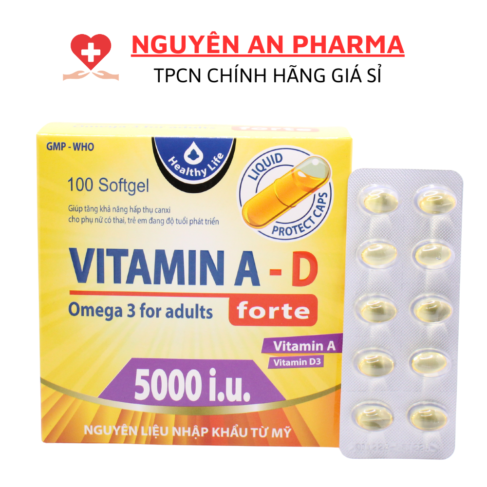 Viên uống VITAMIN A D bổ sung vitamin A sáng mắt, Vitamin D hỗ trợ phát triển chiều cao, chắc khỏe xương - Hộp 100 Viên