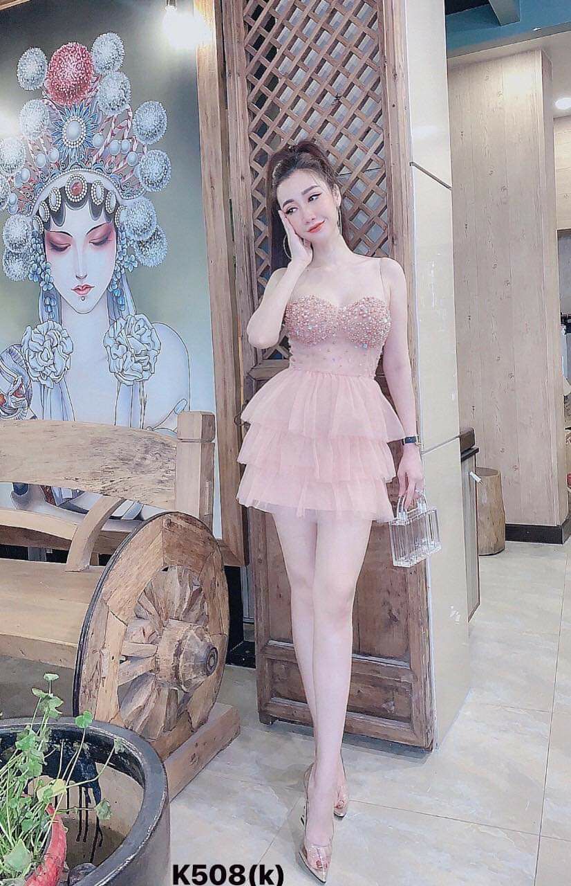 Đầm xòe 2 dây tầng kết chuỗi