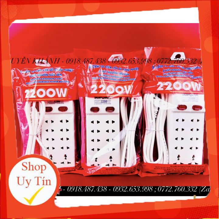 Ổ cắm điện (10 lỗ SOPOKA 2m,4m,6m) chịu tải 2200w