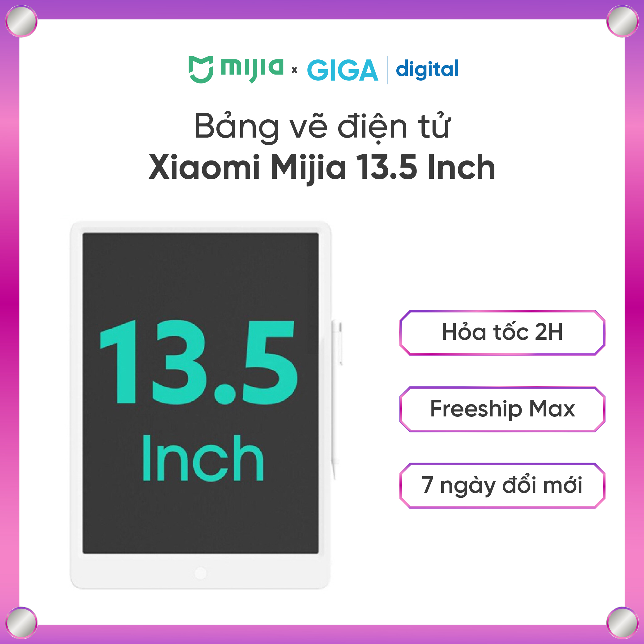 [ Hỏa tốc HN - HCM ]   Bảng vẽ điện tử thông minh Xiaomi Mijia LCD 13.5'' + bút cảm ứng công nghệ tự xoá - An toàn cho bé