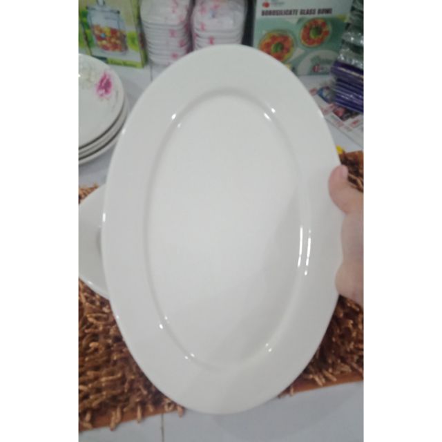 Đĩa xoài sứ trắng BT, đĩa bầu dục
