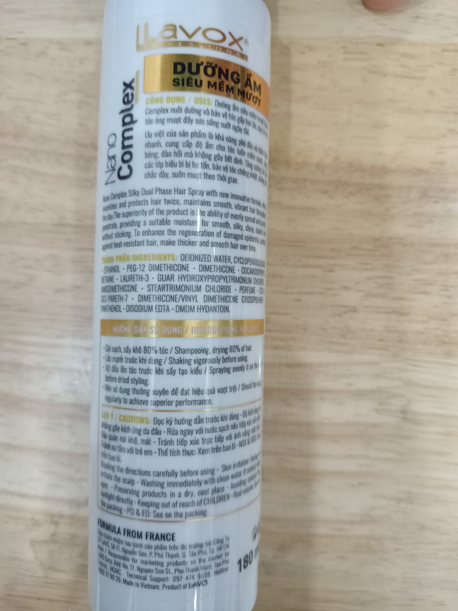 Xịt dưỡng phục hồi tóc hư tổn lavox nano complex - thơm - mịn tóc