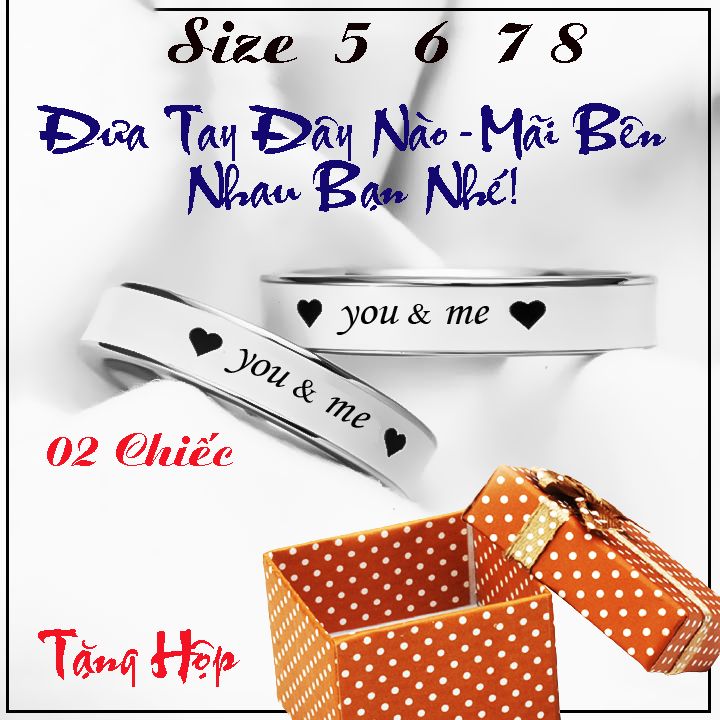 NHẪN CẶP ĐÔI TÌNH NHÂN, TÌNH BẠN YOU AND ME SƠN TRẮNG NANO đưa tay đây nào, mãi bên nhau bạn nhé - đẹp mà chất - số lượng 02 chiếc - tặng hộp đựng nhẫn cực xinh