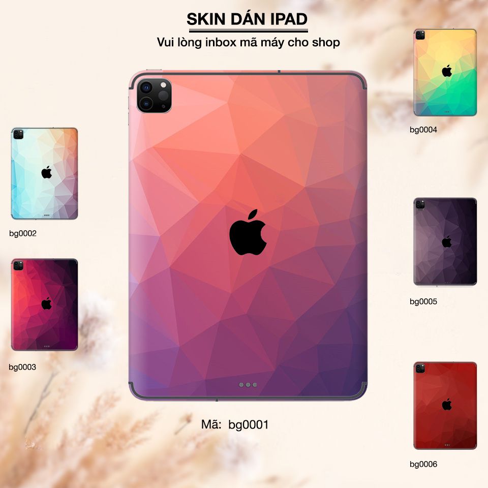 Skin dán cho iPad mẫu Vân kim cương (inbox mã máy cho shop)
