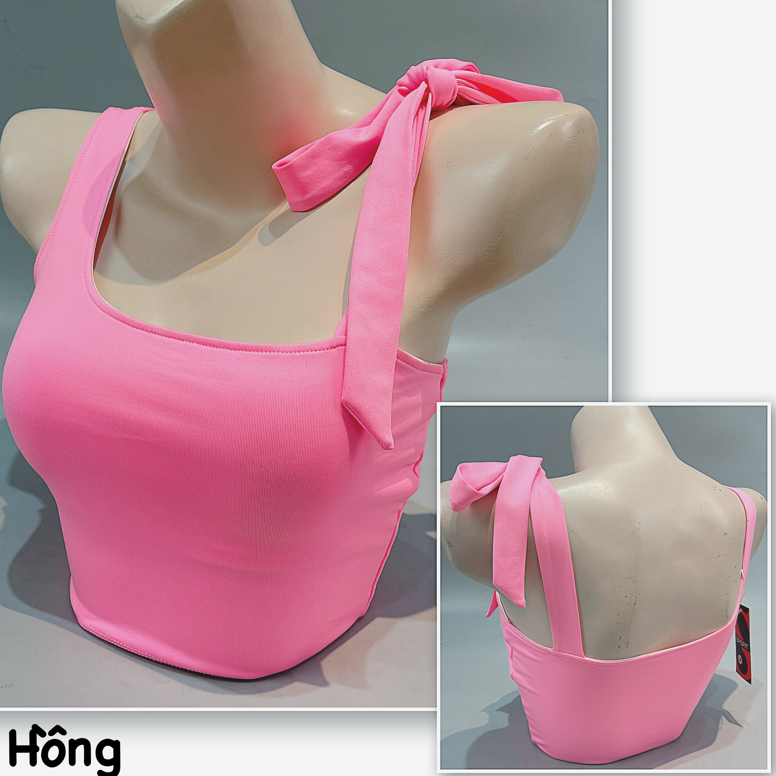 Áo croptop lệch vai thể thao nữ kiểu cột dây xinh xắn