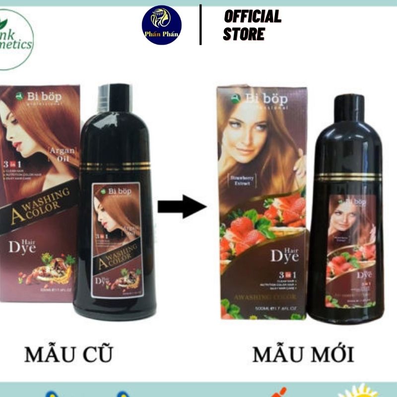 Dầu Gội Phủ Tóc Bạc Đen - Nâu BI.BOP 500ML hàng chuẩn