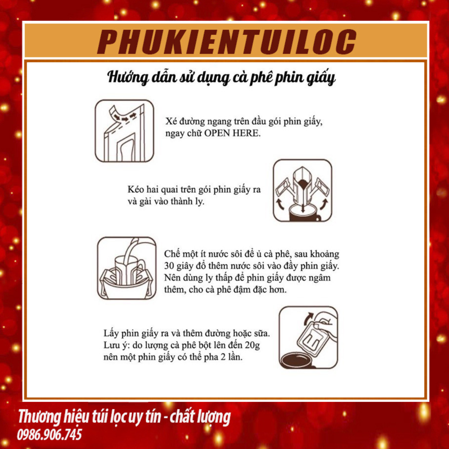 Set 50c Phin giấy pha cà phê / túi lọc cà phê / phin pha cà phê đi du lịch - Phukientuiloc.com