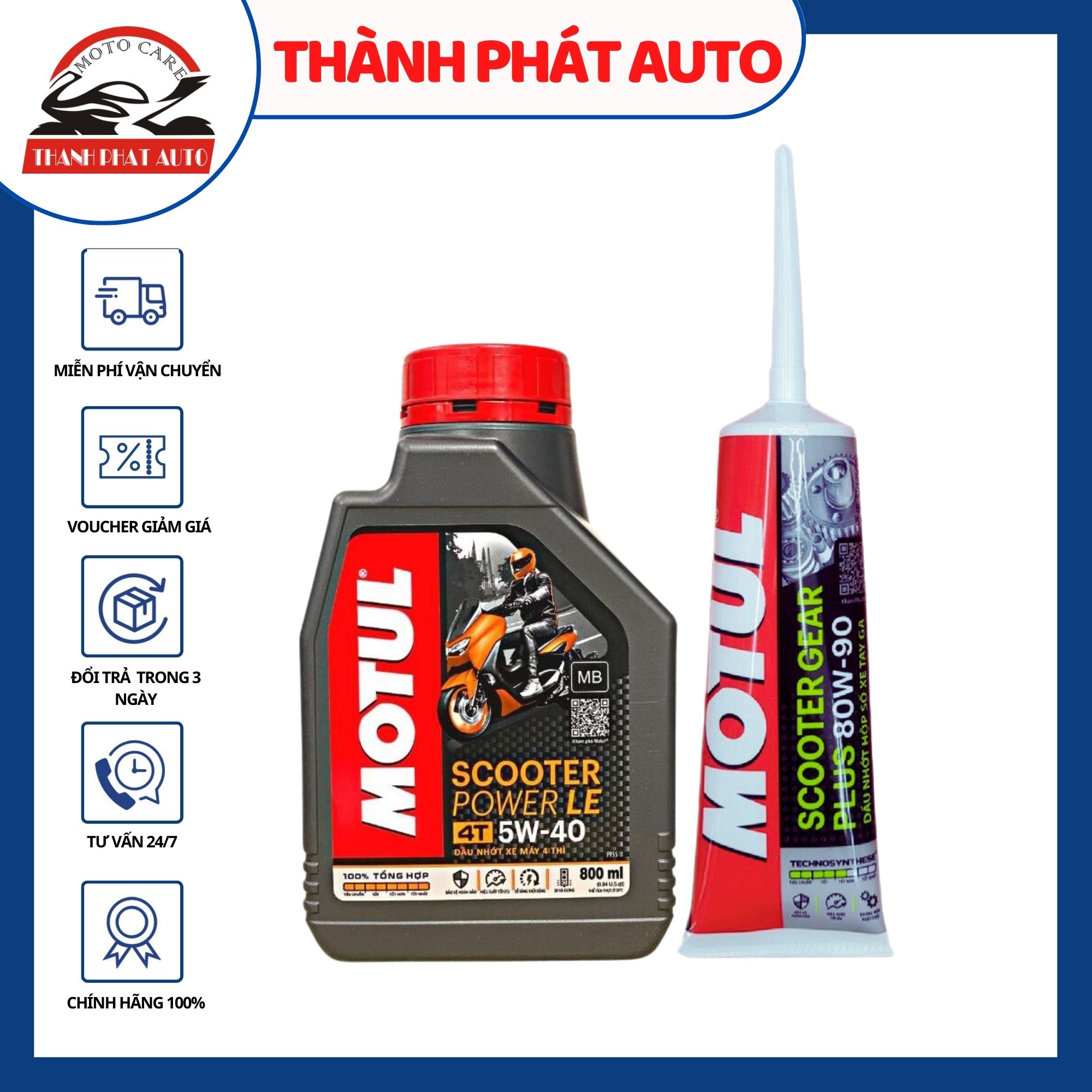 Nhớt cao cấp Motul Scooter Power LE 5W40 800ml TẶNG nhớt LAP MOTUL cho xe tay ga đời mới
