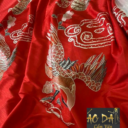 Áo dài chất vải lụa vân gỗ nhà may Cẩm Vân