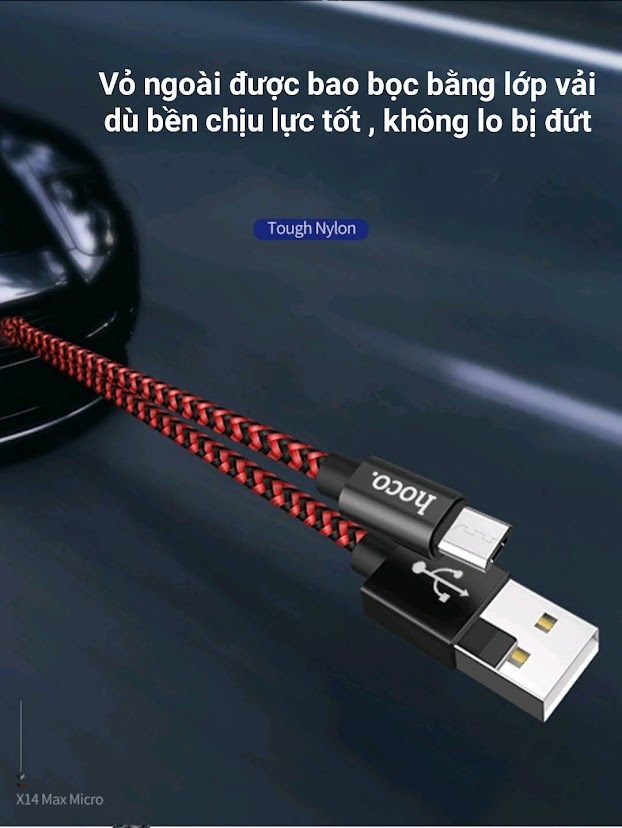 Cáp Sạc Nhanh Dây Dù Micro USB Hoco X14 1 Mét