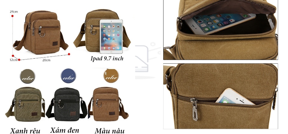 [HCM]Túi đeo chéo vải bố 8080.