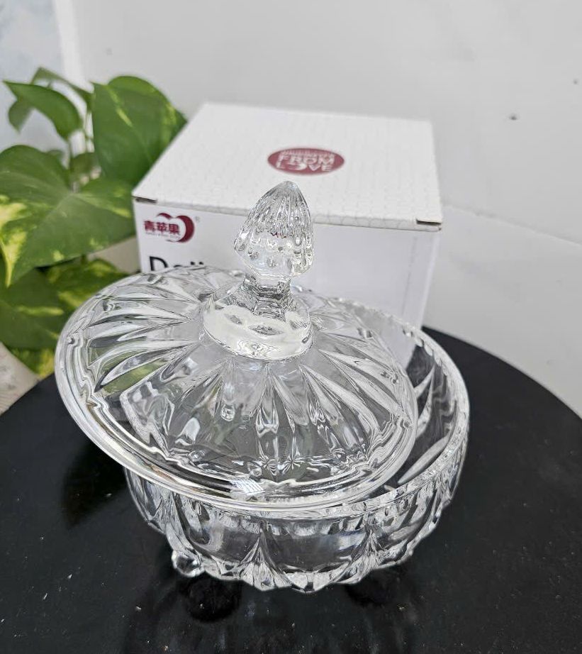 Combo of 3 Glass Jam Jars for Storing Melon Seed Jam during Tet with Beautiful Patterned Lids