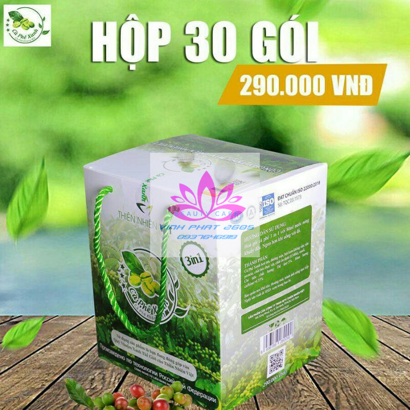 Cafe xanh 30 gói 295k - freeship cafe xanh kháng mỡ thiên nhiên việt 30 gói, cafe giảm cân