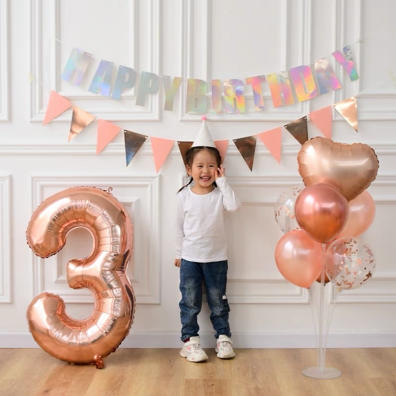 Bong Bóng số sinh nhật màu hồng gold 32inch / 70 cm
