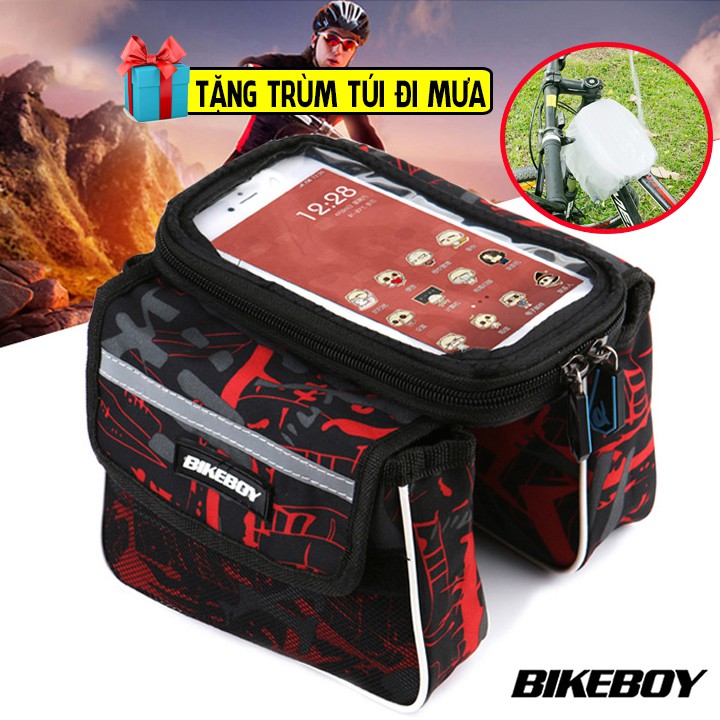 Túi Treo Sườn Xe Đạp BikeBoy Thể Thao Có Ngăn Cảm Ứng Cho Điện Thoại Tặng Kèm Bọc Chống Nước Đi Mưa - Hàng Chính Hãng