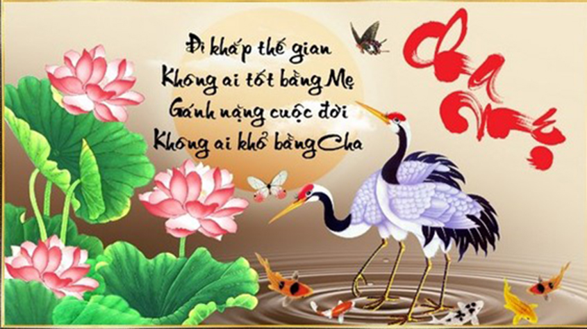 Tranh thư pháp cha mẹ biết ơn cha mẹ công lao to lớn