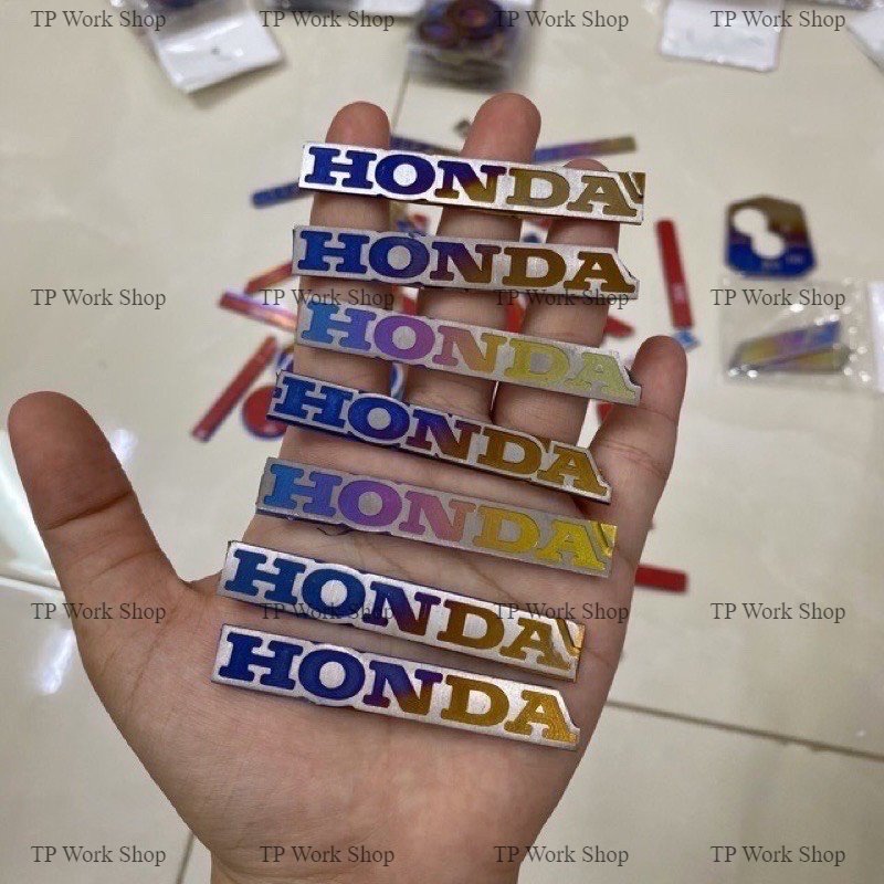 Tem logo titan Honda dài nhỏ Màu Khò Và Điện Phân