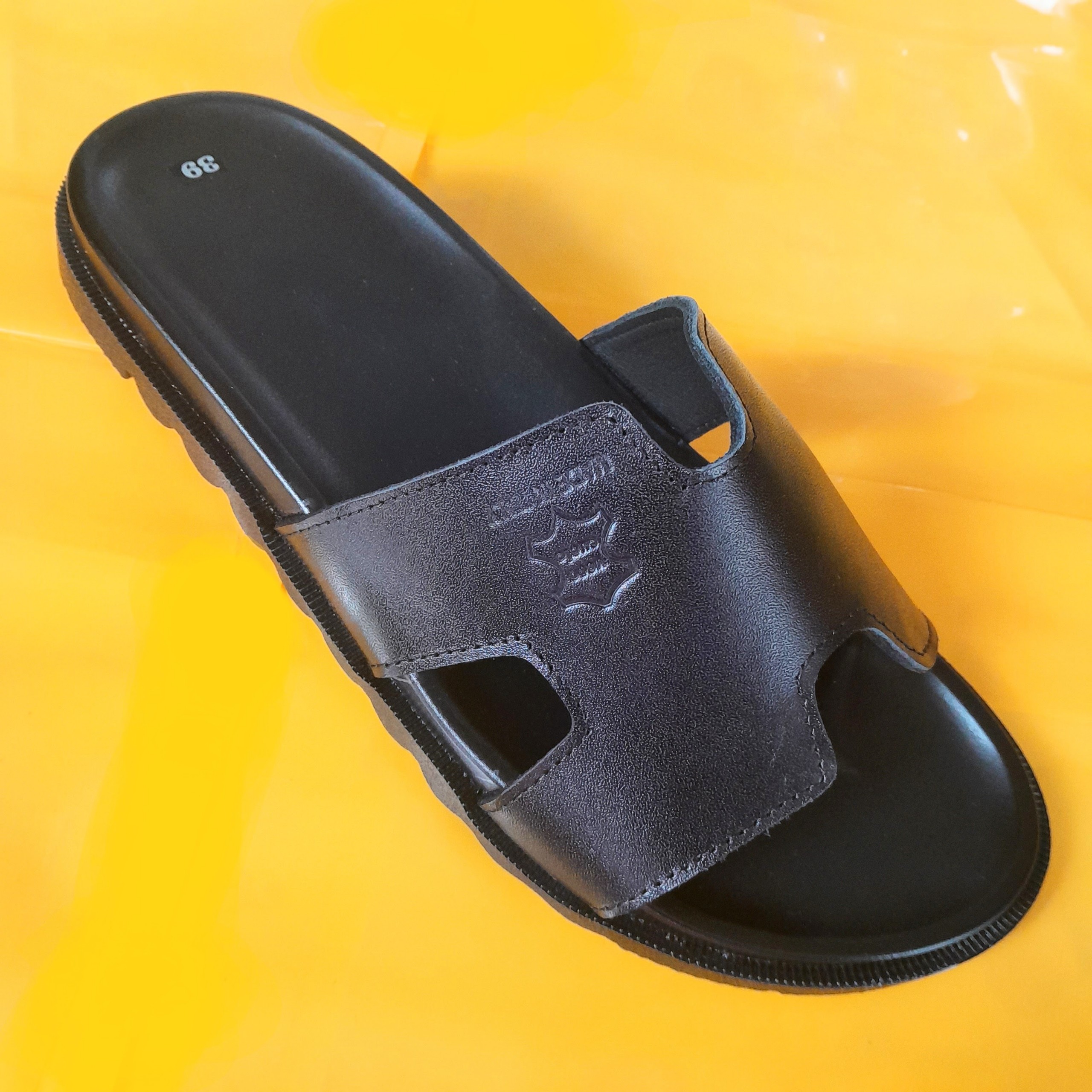 Dép da nam da bò, dép nam quai ngang chữ h da thật cao cấp bh 1 năm hkt shop dn102