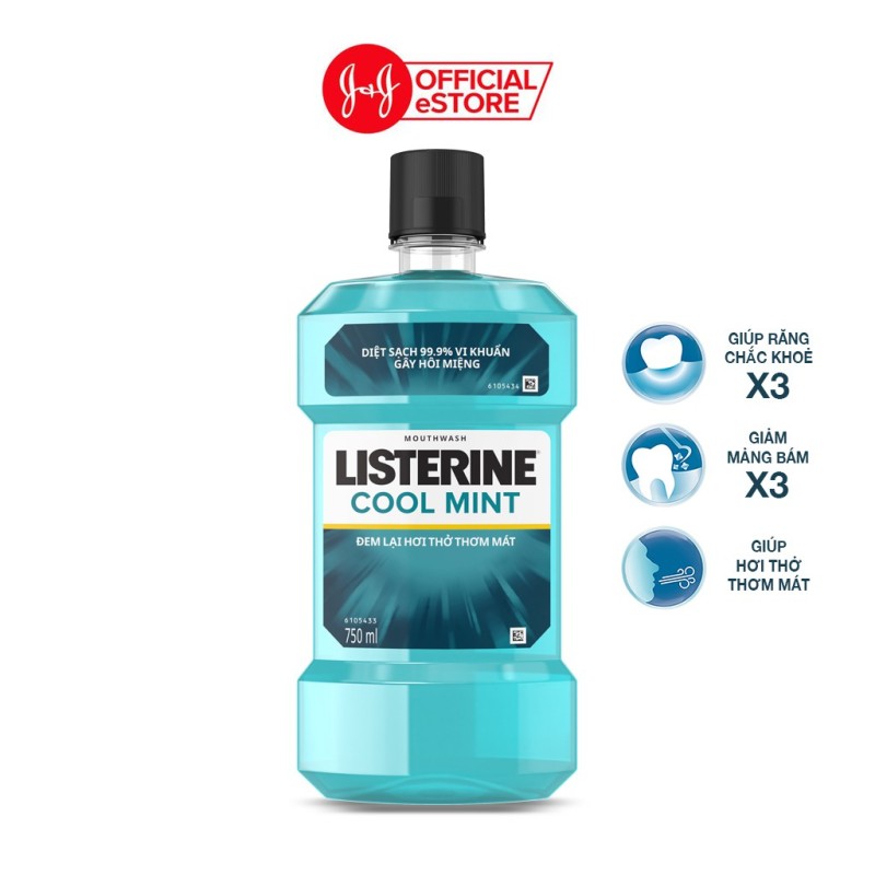 Nước súc miệng Listerine Coolmint Giúp Hơi Thở Thơm Mát 750ml - 100945522