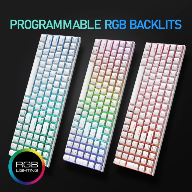 HOTSWAP RK100 RGB - Bàn phím cơ RK ROYAL KLUDGE RK100 2.4G không dây / Bluetooth / có dây RGB, 100 phím 3 chế độ