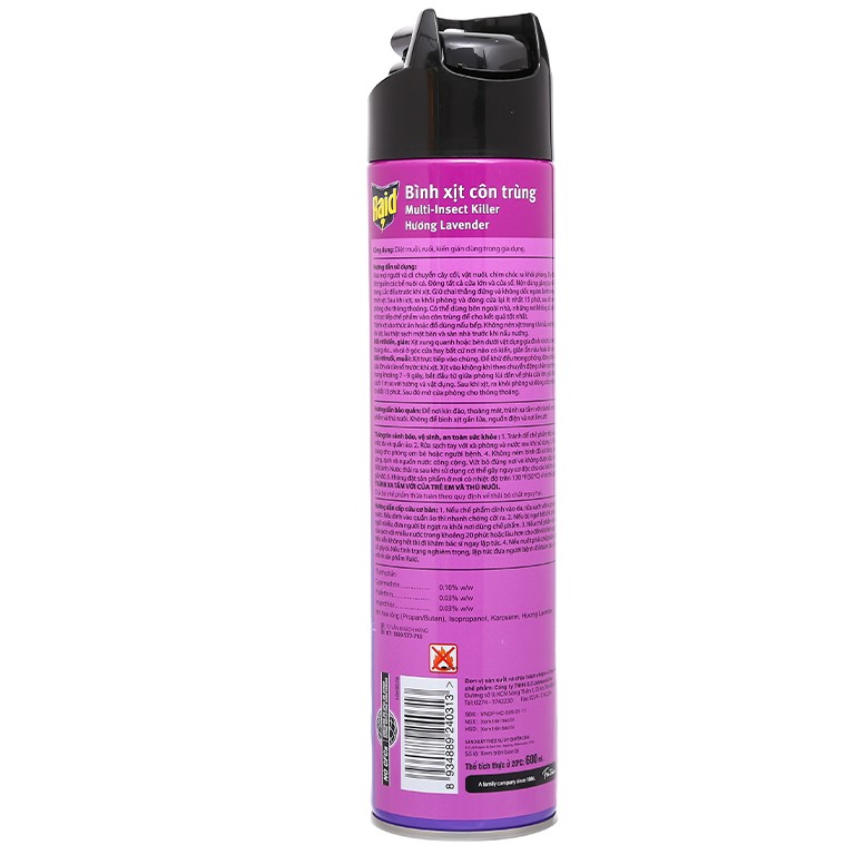 [HCM]Xịt Muỗi RAID Hương Lavender Chai 600ml