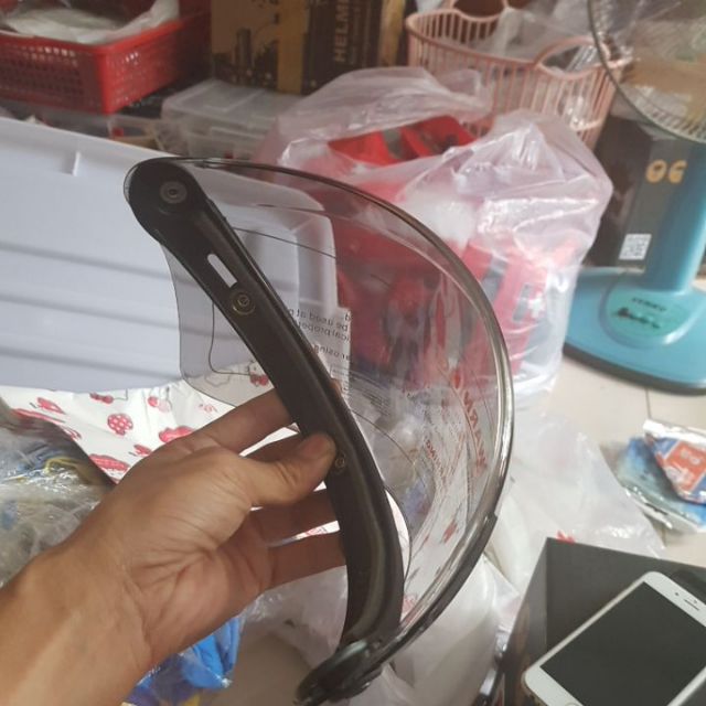 [HCM]Kính Flat tráng gương khóigắn nón 3/4