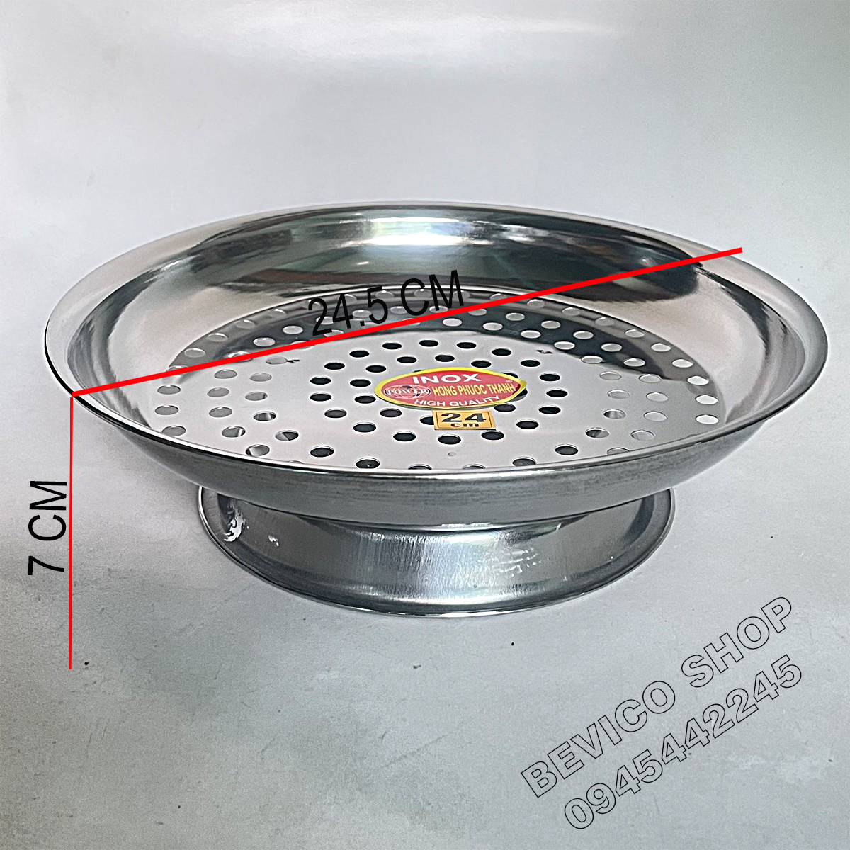 Xửng Hấp Inox 20cm/24cm Có Chân Dùng Cho Hấp Cá Và Rau Củ