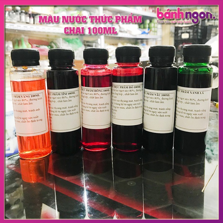 Màu dầu,mầu nước dùng cho thực phẩm/hồng/đỏ/cam/vàng/nâu/xanhlá/xanhdương chai 100ml