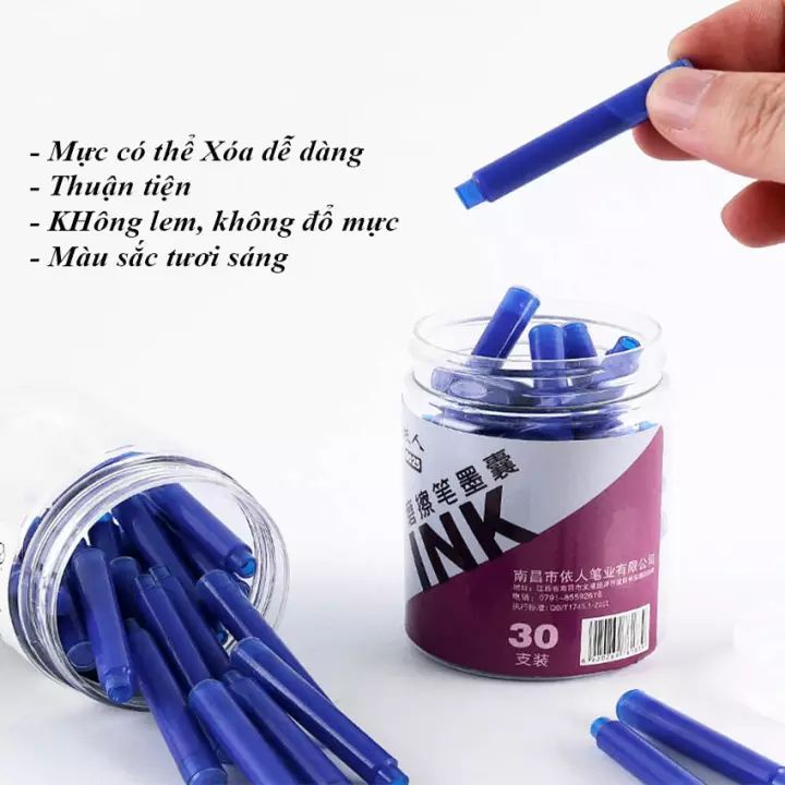 Hộp 30 ống mực bút máy tẩy xóa được