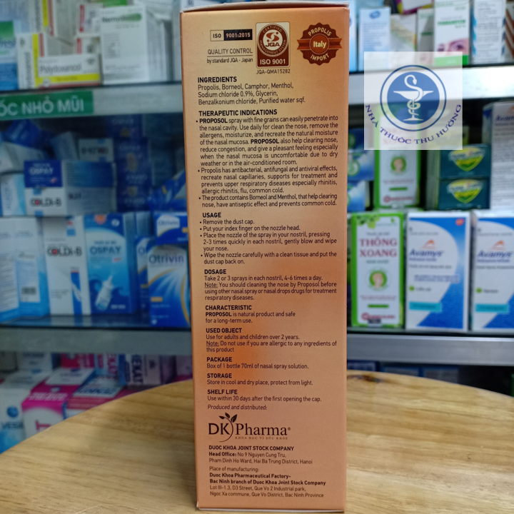 DUNG DỊCH XỊT RỬA MŨI KEO ONG PROPOSOL chai 70ml