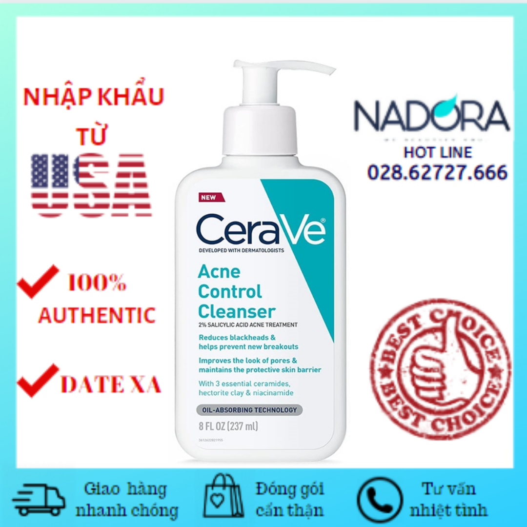Sữa Rửa Mặt Giảm Mụn CeraVe Acne Control Cleanser (237ml)
