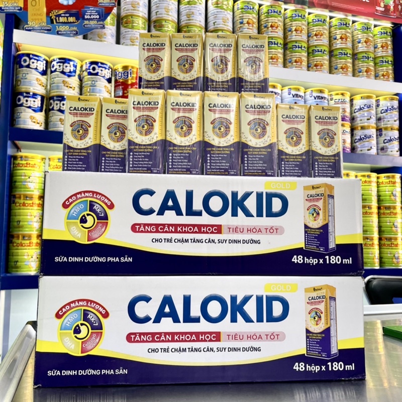 (Tặng Quà Từ 2 Thùng)  Thùng 48 Hộp Sữa Bột Pha Sẵn Calokid 180ml (BIBISTORE)