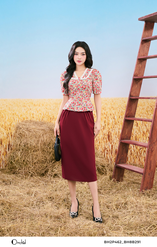 Áo sơ mi thô hoa nhí tiểu thư orchid - bh2p462