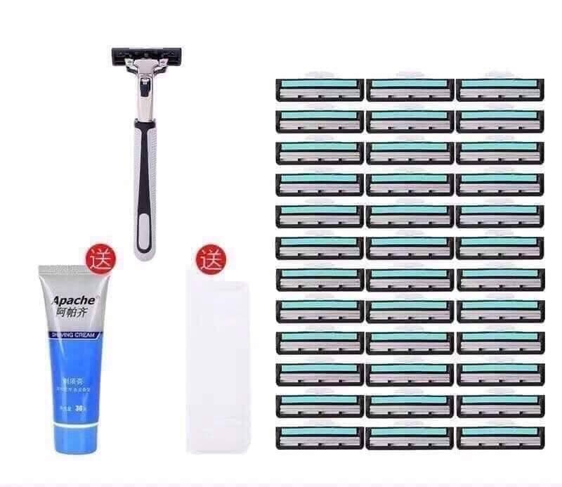 Set Dao Cạo Râu Tặng Kèm Tuýp Kem Và 36 Lưỡi Dao Cạo